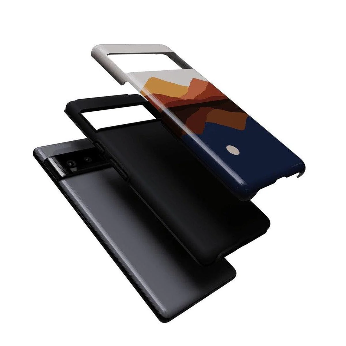 Opposites Attract | Day & Night Colorblock Mountains Google Pixel Case - Image 6