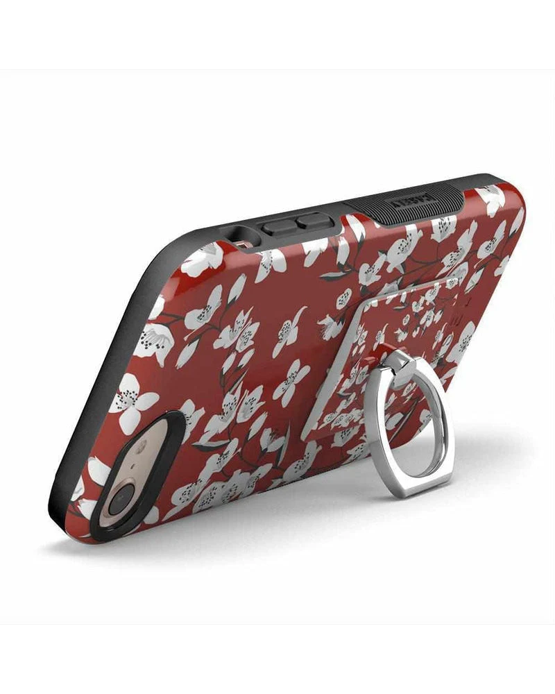 Floral Forest | Red Cherry Blossom Floral Phone Ring - Image 4
