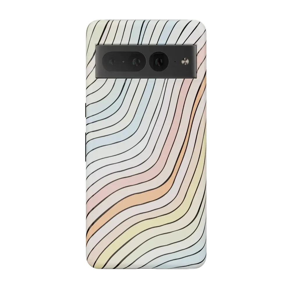 Ride The Wave | Pastel Rainbow Lined Google Pixel Case - Image 10