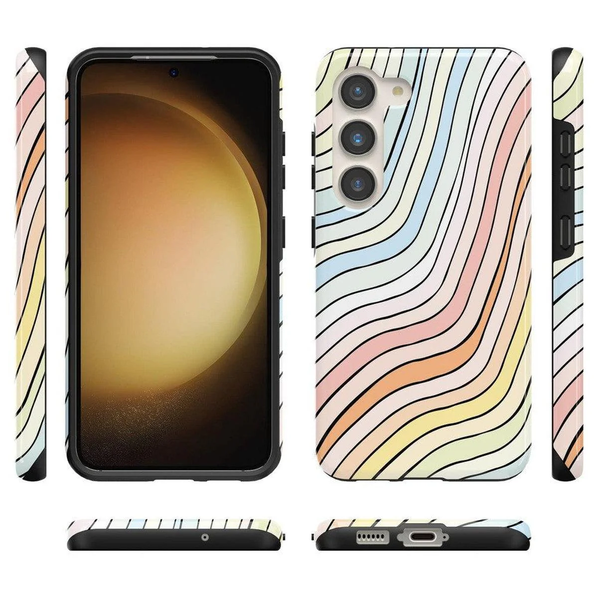 Ride The Wave | Pastel Rainbow Lined Samsung Case - Image 15