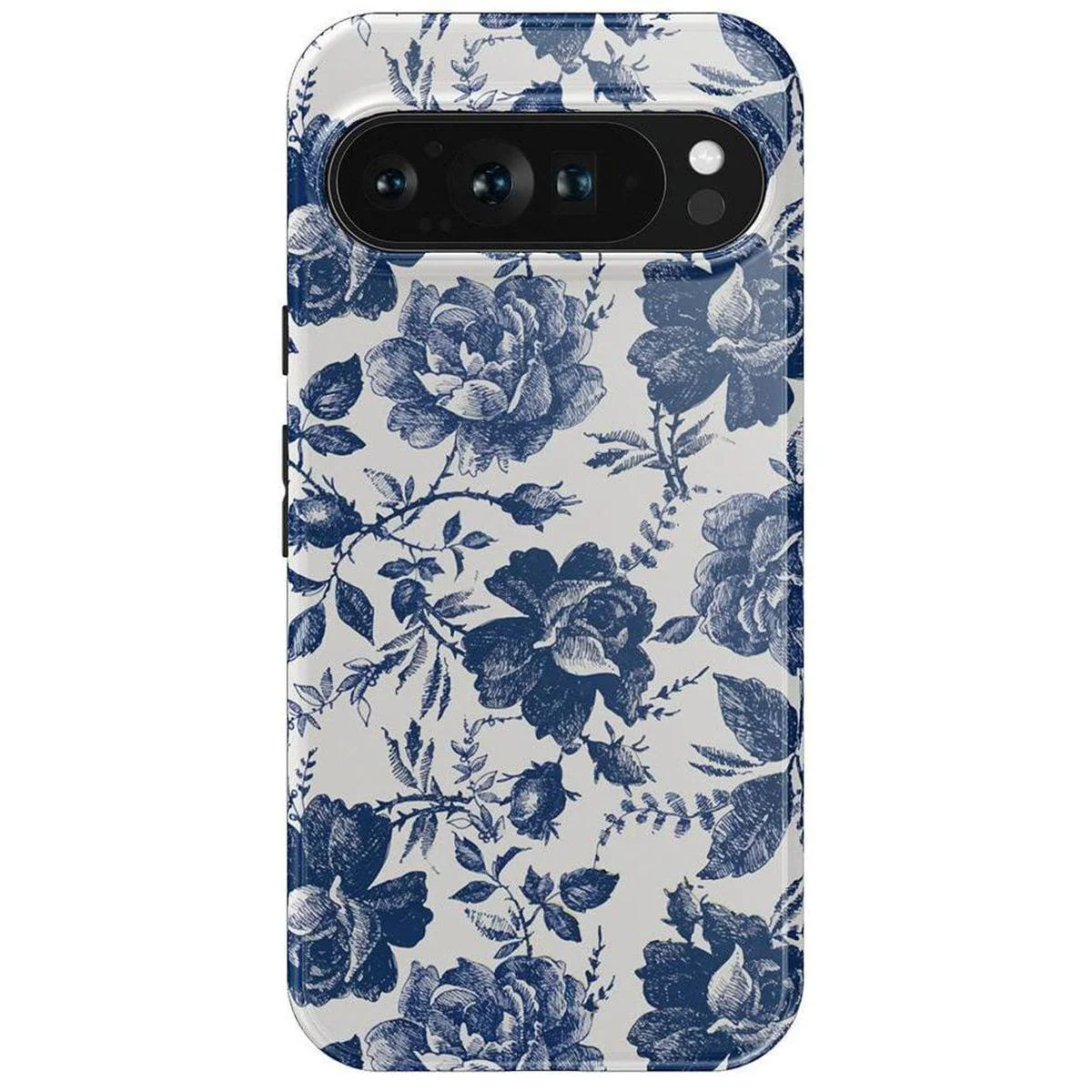 Rose to Fame | Blue & White Rose Floral Google Pixel Case - Image 15