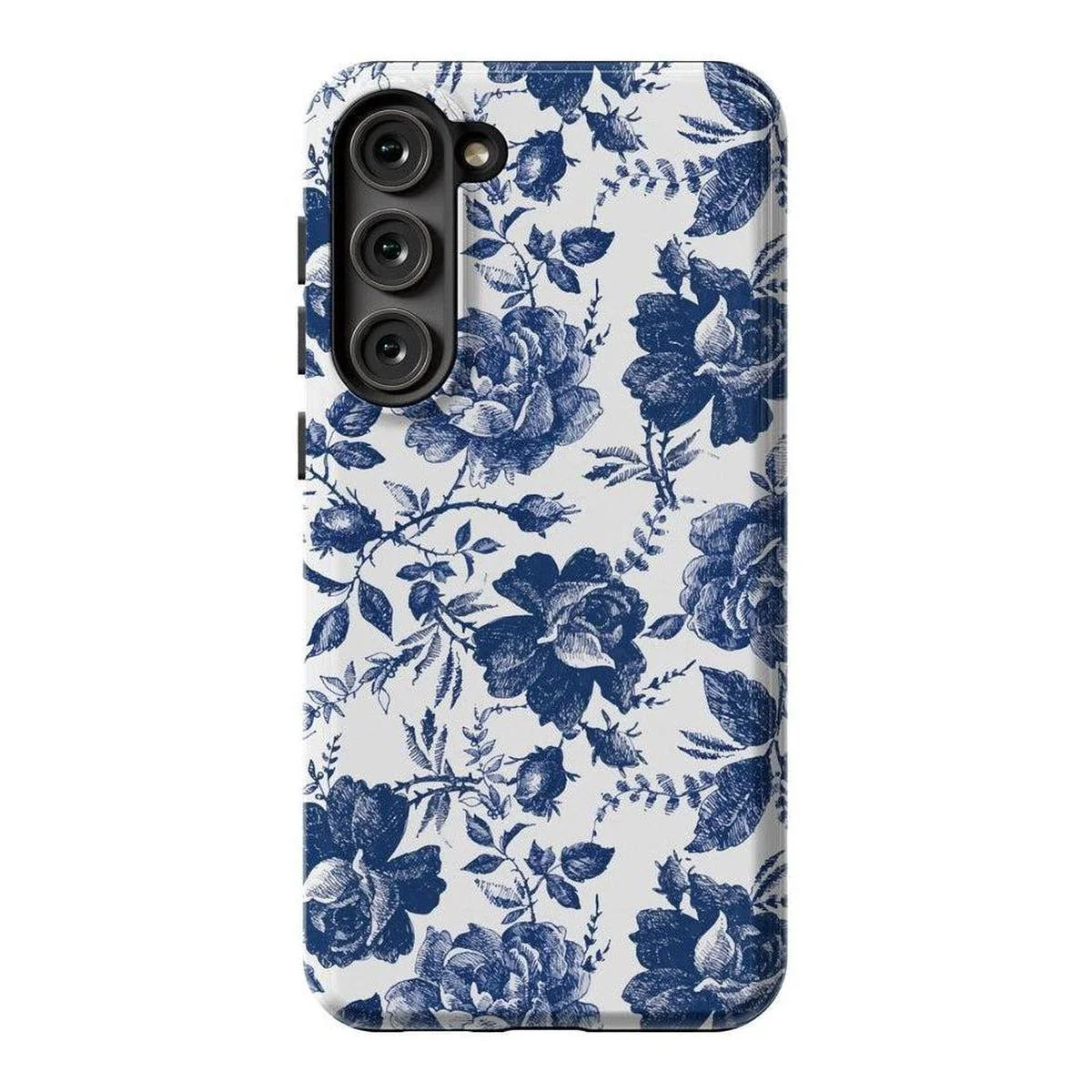 Rose to Fame | Blue & White Rose Floral Samsung Case - Image 2