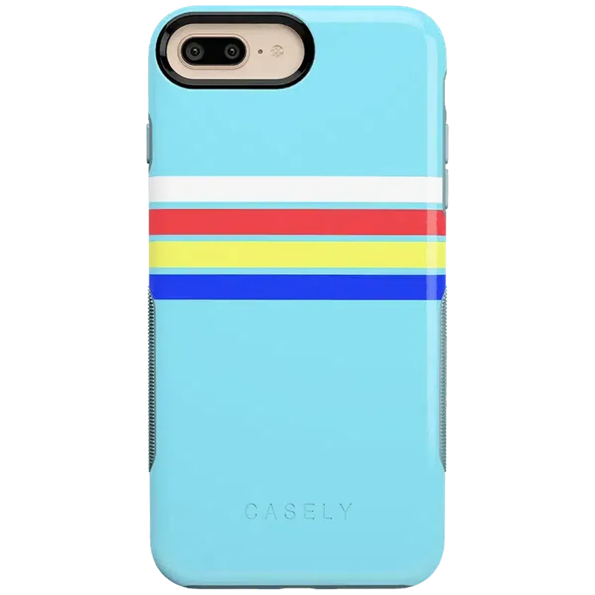 Totally Groovy | Teal Rainbow Stripes Color Block Case - Image 25