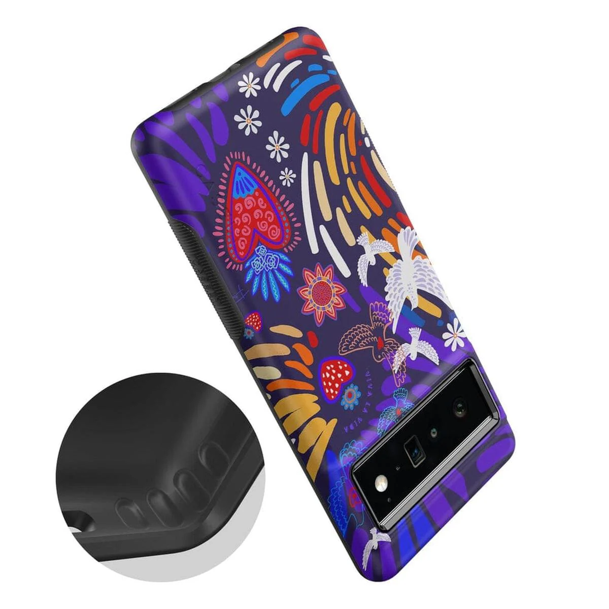 Viva La Vida | Frida Kahlo Collage Floral Google Pixel Case - Image 4
