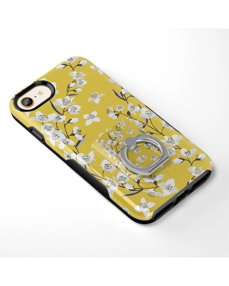 Floral Forest | Yellow Cherry Blossom Floral Phone Ring - Image 3
